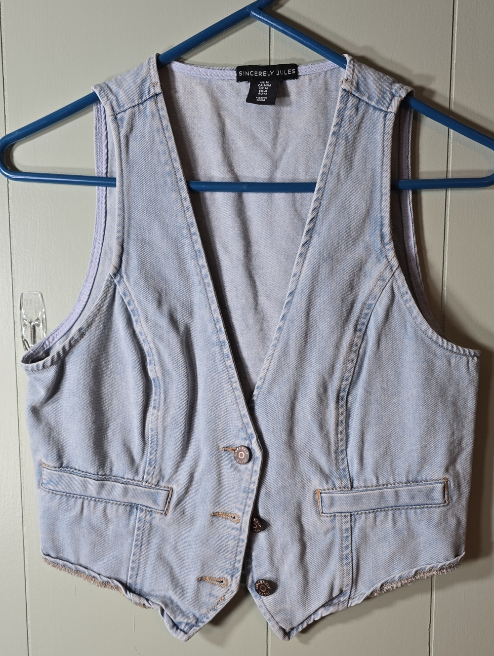 Sincerely Jules Light Blue Denim Vest